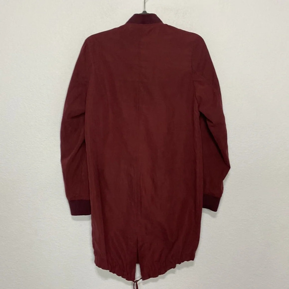 Lulu’s Burgundy Rio Grande Longline Bomber Jacket Size Small - Picture 9 of 9